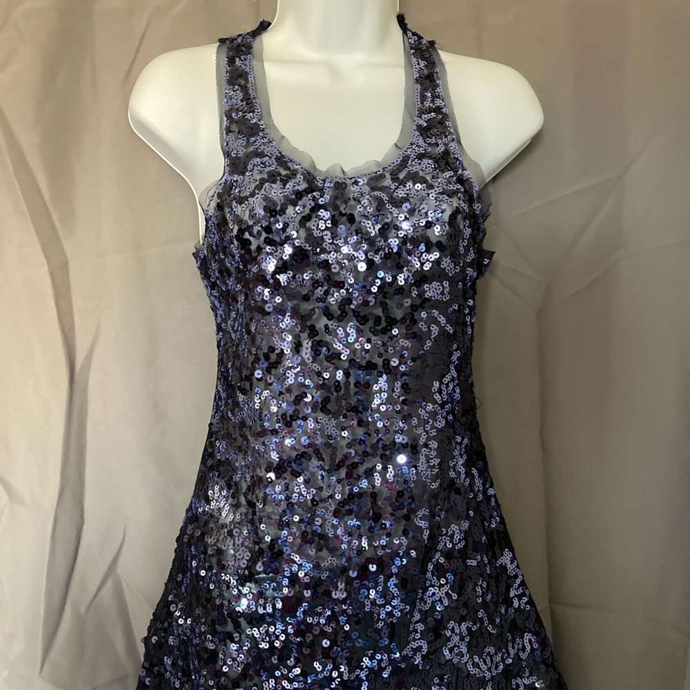 Wet Seal EUC Sequin Racerback Tank Top Blue